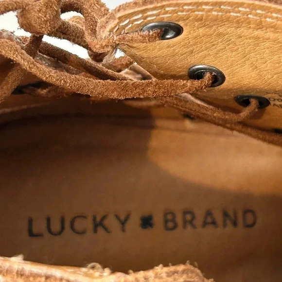 LUCKY BRAND Hartlee Peep Toe Side  Lace Up Booties, 10 Ankle Boots, NEW - Picture 9 of 11